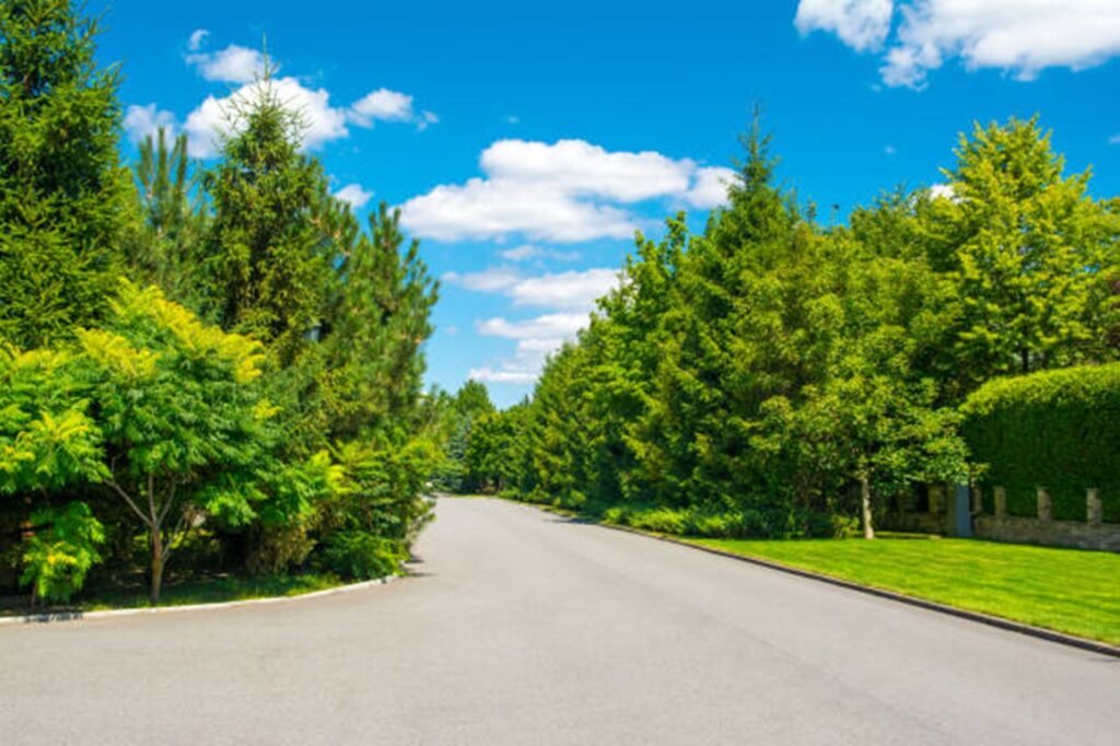 Residential neighborhood with maintained trees and landscaping in Bay Village, Ohio